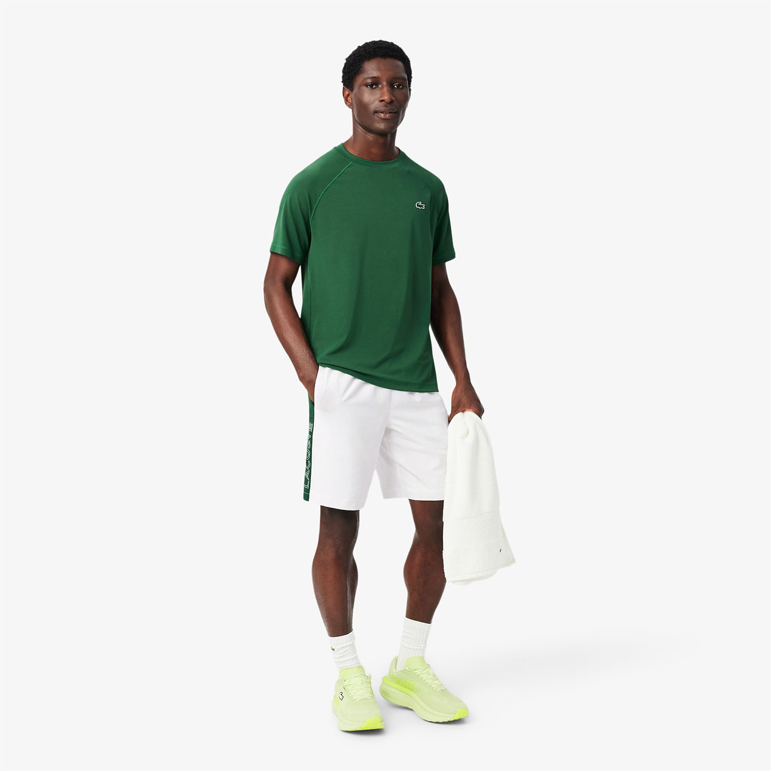 Lacoste Performance 9in Pantaloncini - Blanc/Vert