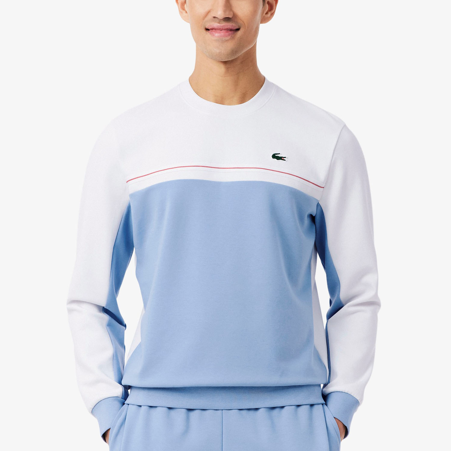 Lacoste Colorblock Felpa - Blanc/Bleu Clair