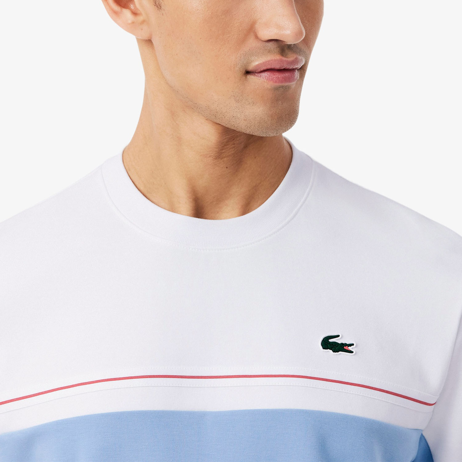Lacoste Colorblock Felpa - Blanc/Bleu Clair