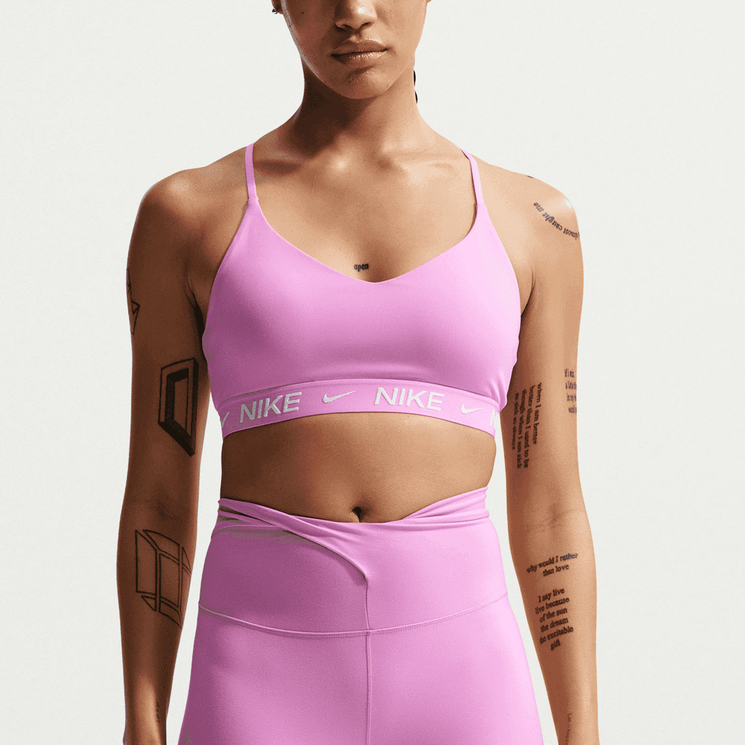 Nike Indy Swoosh Sujetador Deportivo - Light Magenta/White
