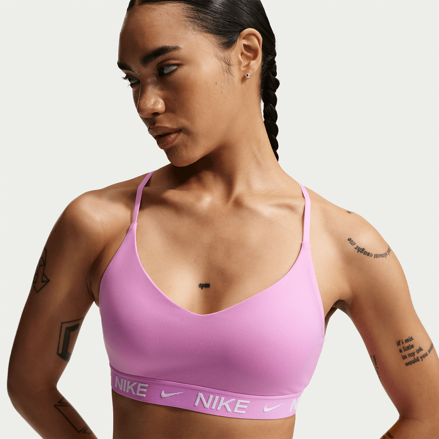 Nike Indy Swoosh Sujetador Deportivo - Light Magenta/White