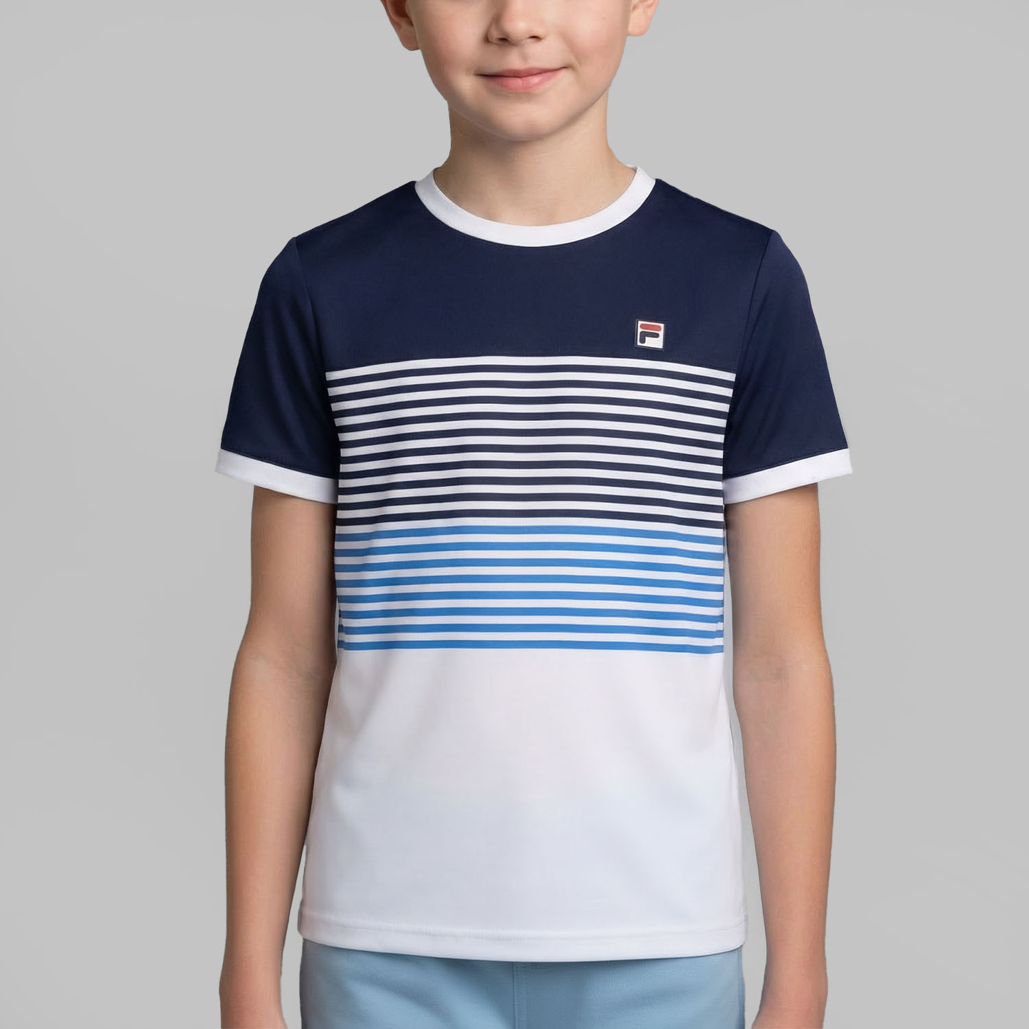 Fila BB 1983 T-Shirt Boy - White/Navy/Simply Blue Comb