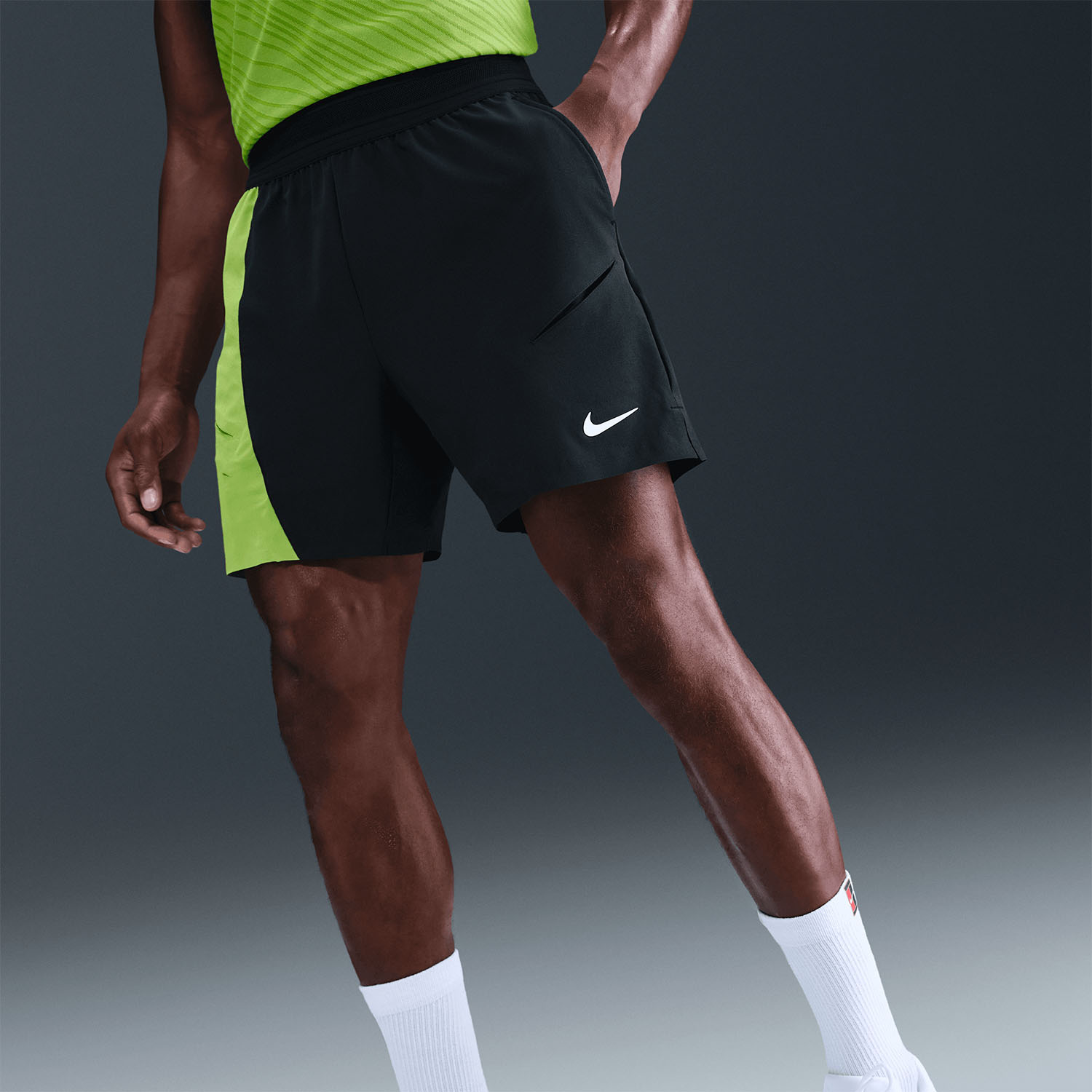 Nike Dri-FIT Court Slam 6in Shorts - Black/Mean Green/White