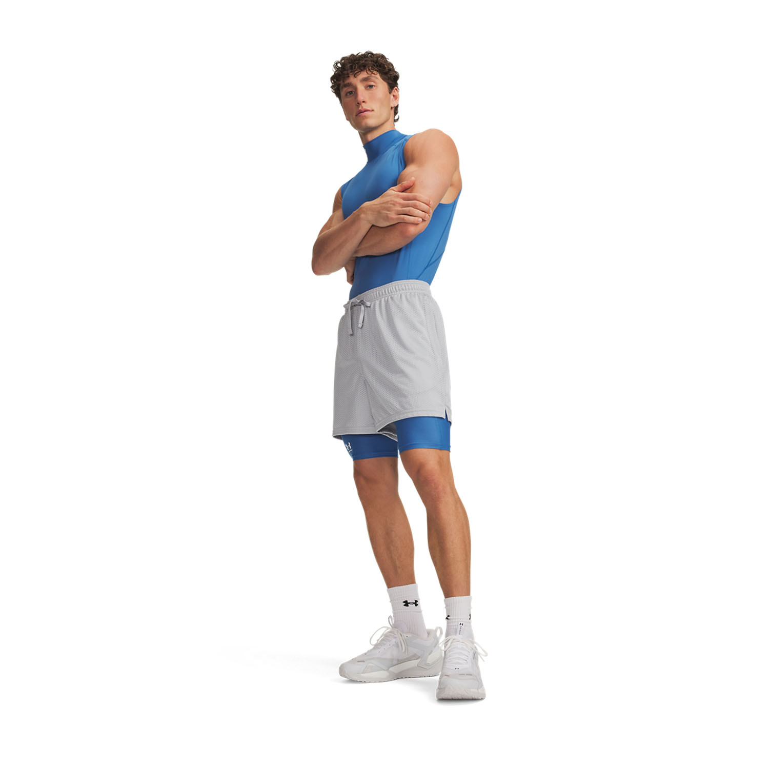 Under Armour HeatGear Pro Short Tights - Aegean Blue/White