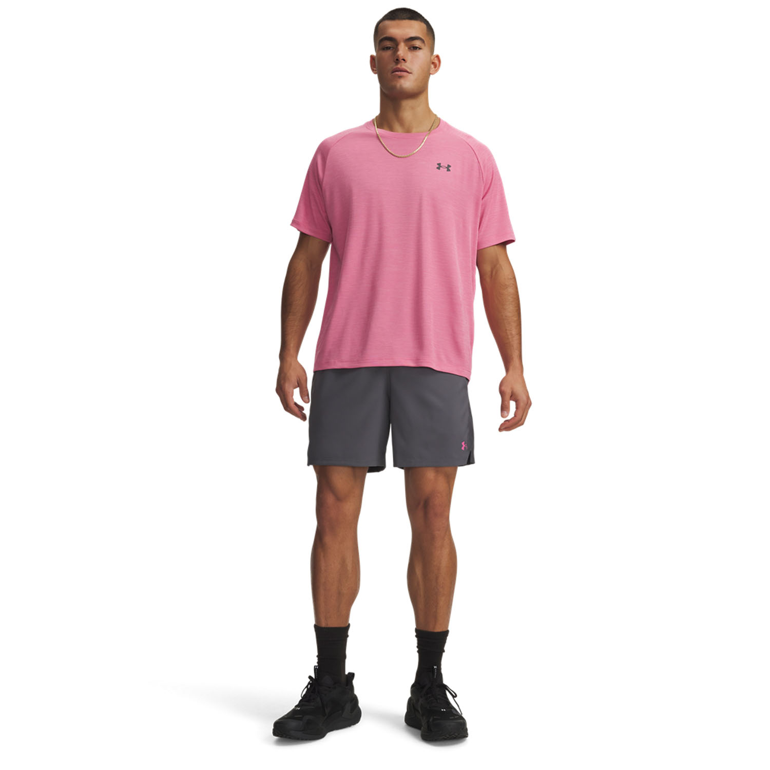 Under Armour Vanish Woven DC 6in Shorts - Castlerock/Pink Frenzy