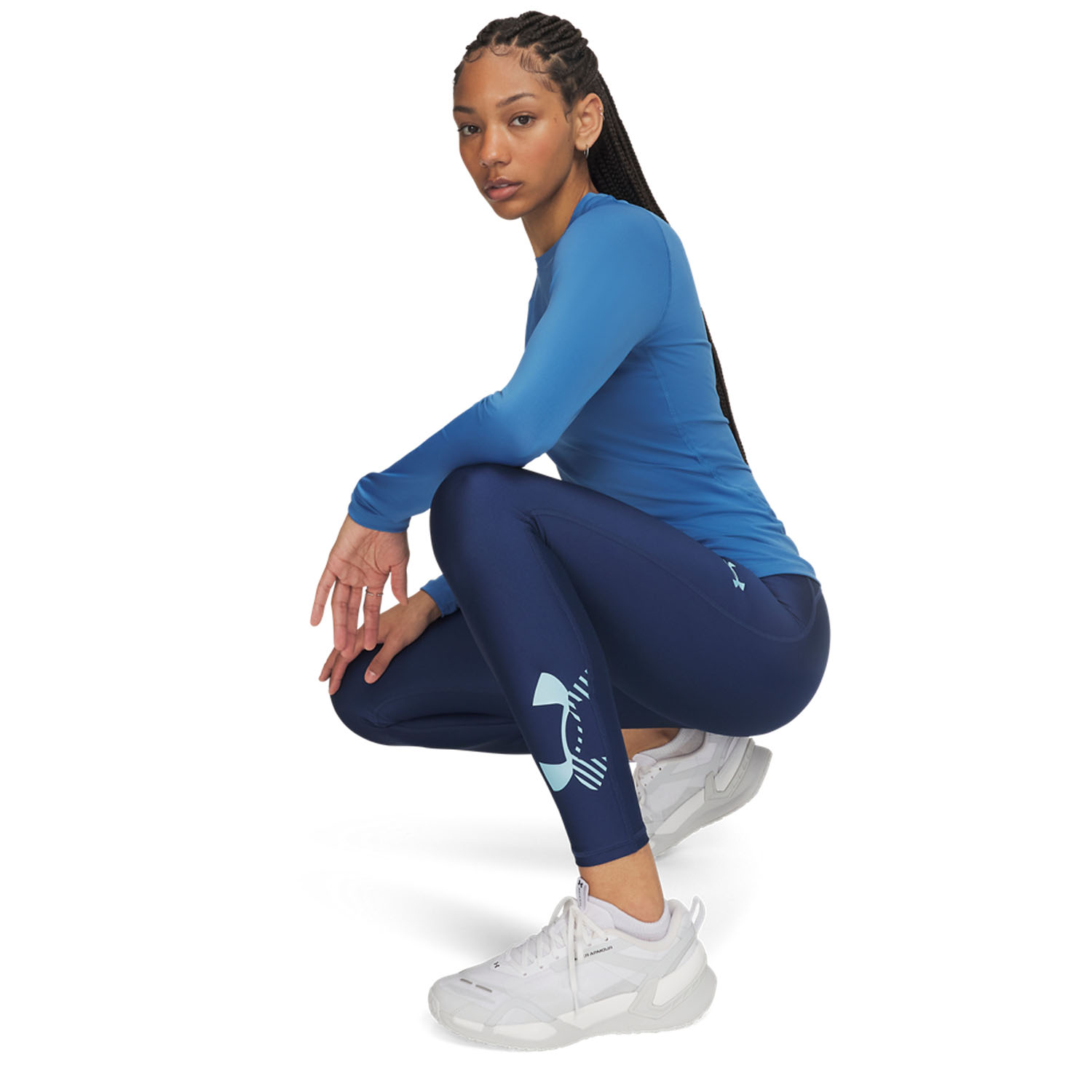 Under Armour HeatGear Graphic Tights - Blackout Navy/Opal Blue