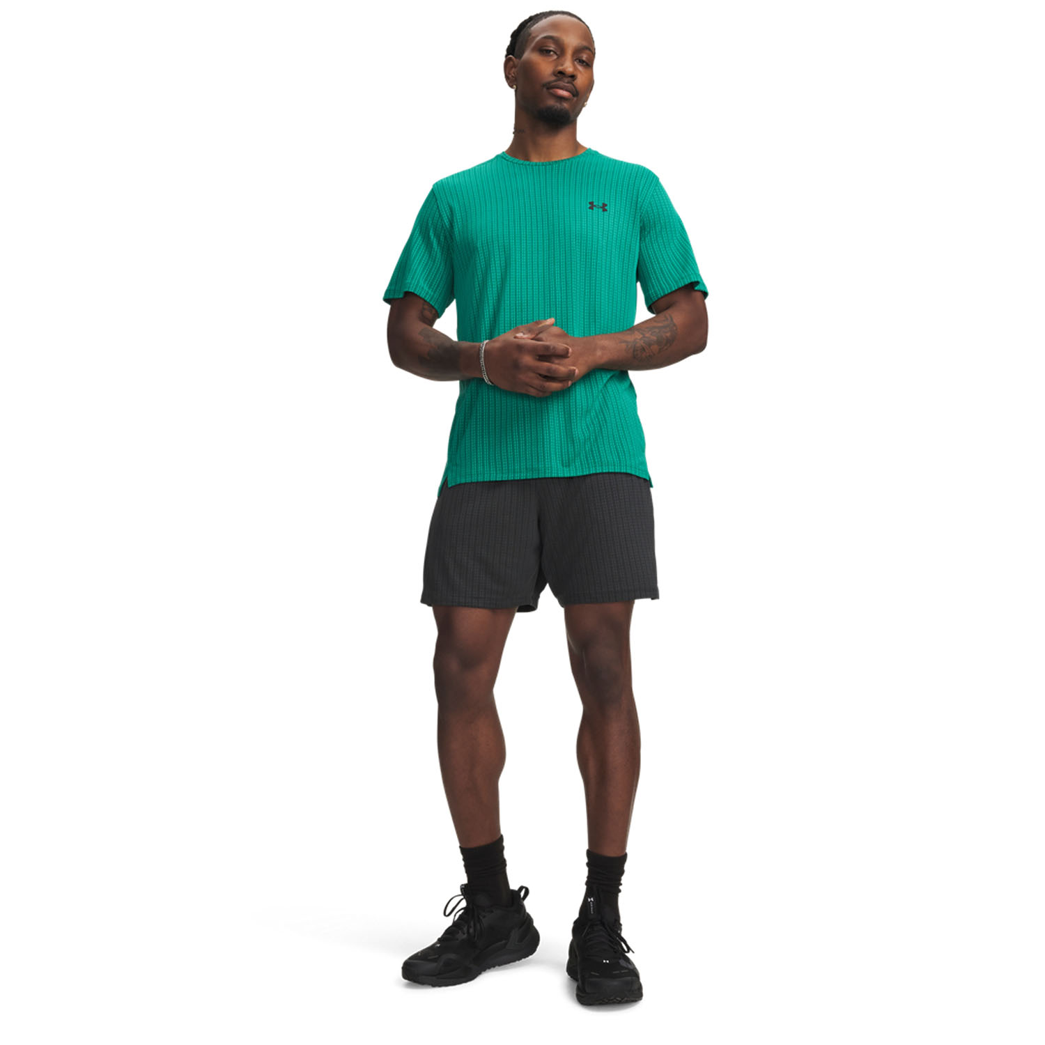 Under Armour Tech Vent Jacquard 7in Shorts - Ultimate Black/Geode Green