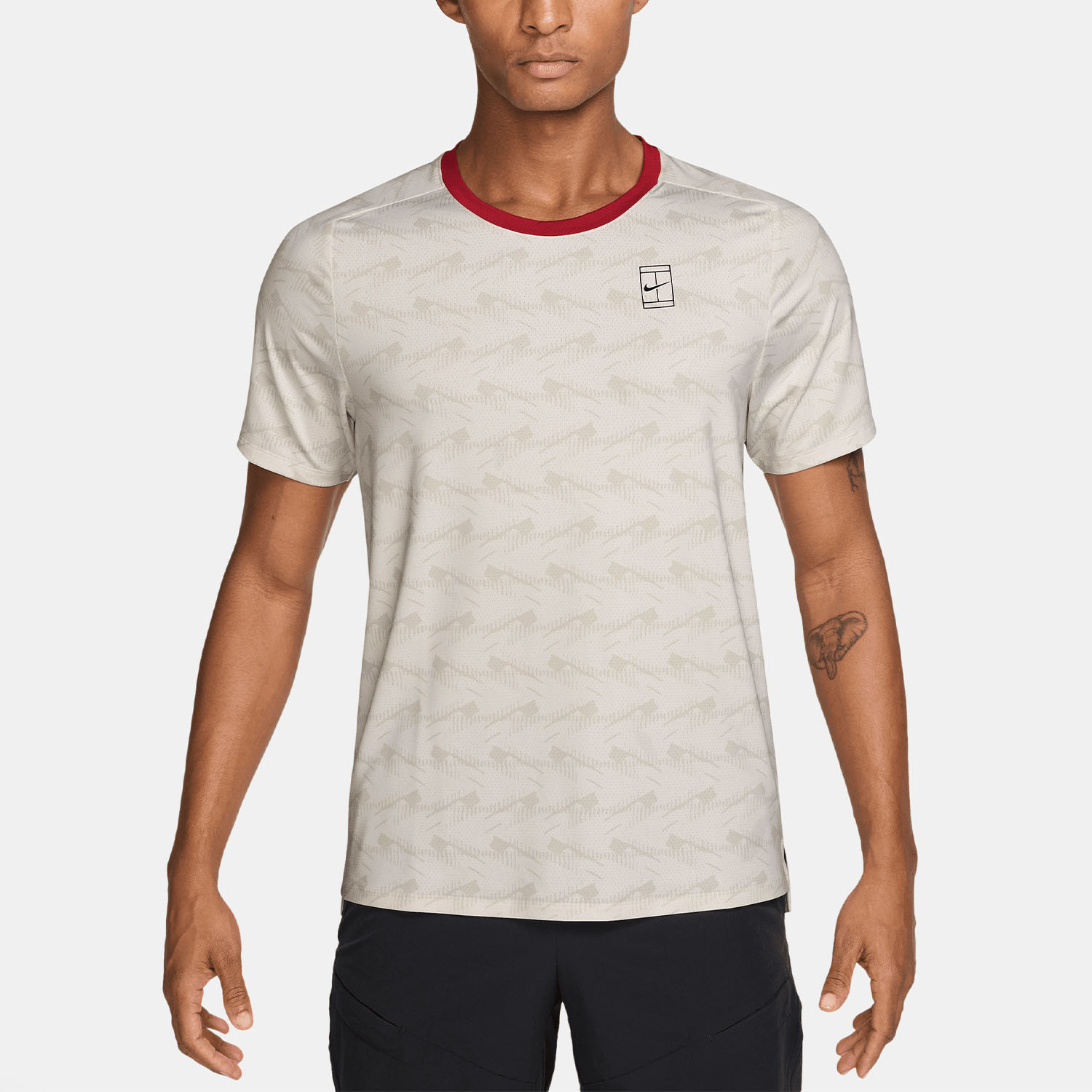 Nike Court Advantage T-Shirt - Light Bone/Tough Red/Black