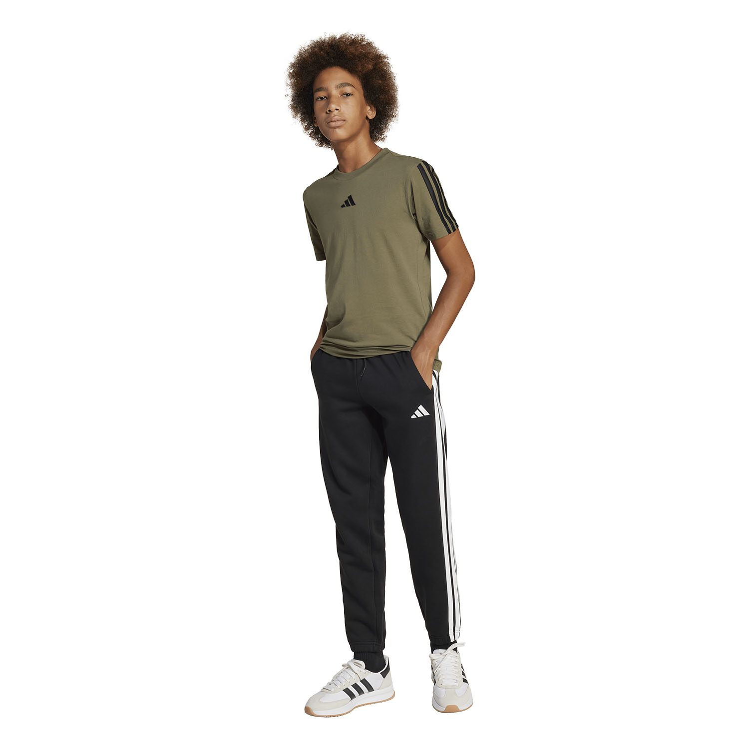 adidas Essentials 3 Stripes Pantalones Niños - Black/White