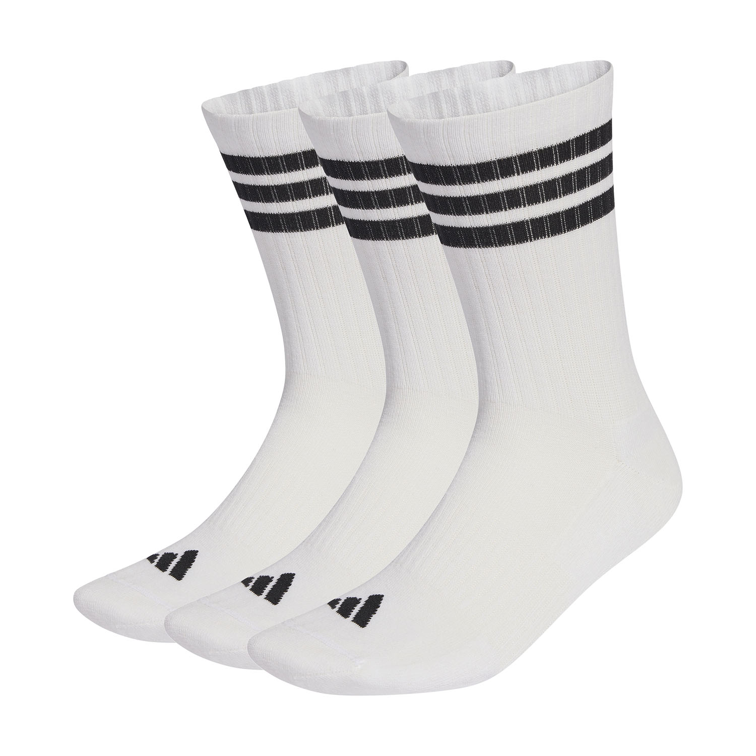 adidas 3 Stripes Cushioned Crew x 3 Calcetines - White/Black