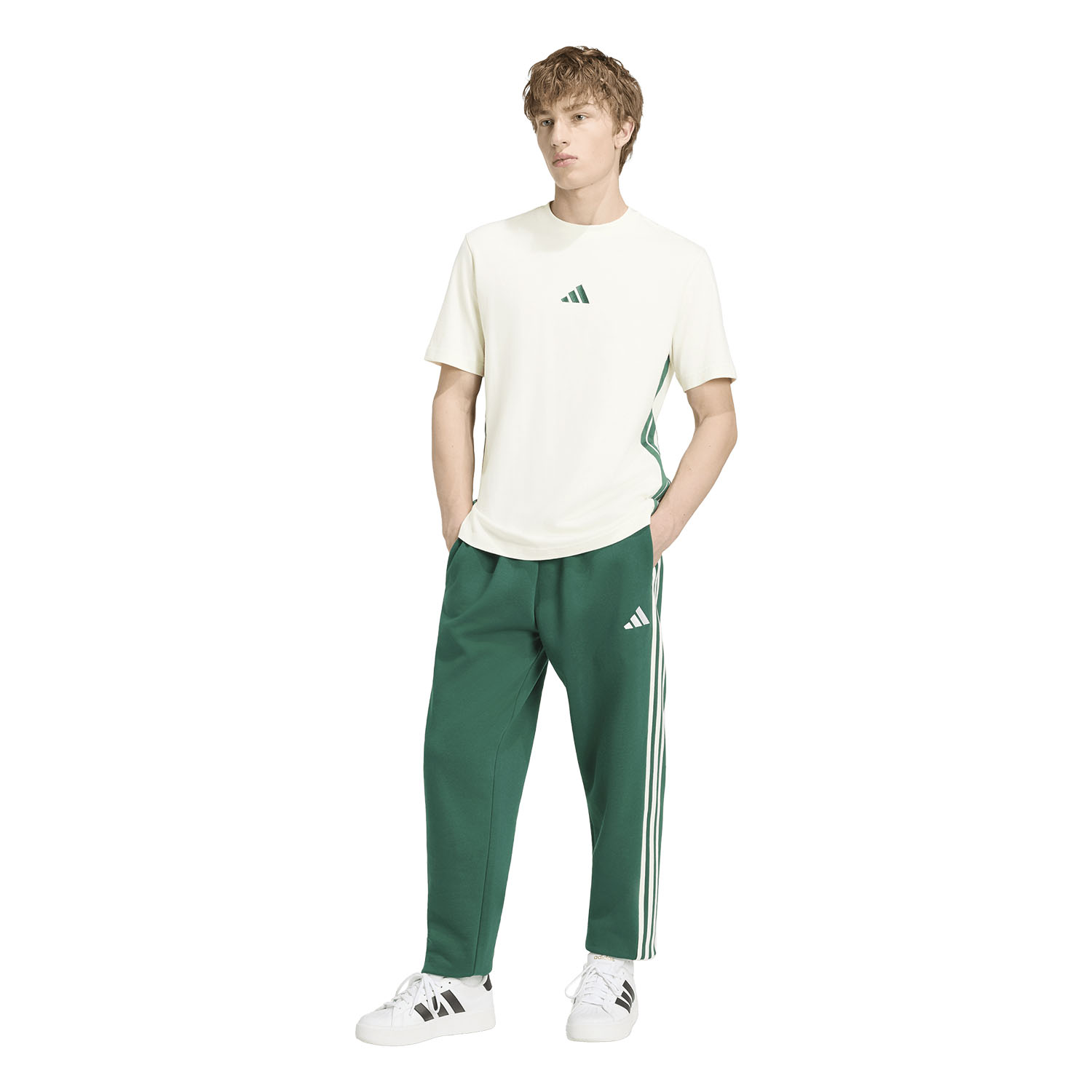 adidas Essentials 3 Stripes Pantaloni - Collegiate Green/Off White