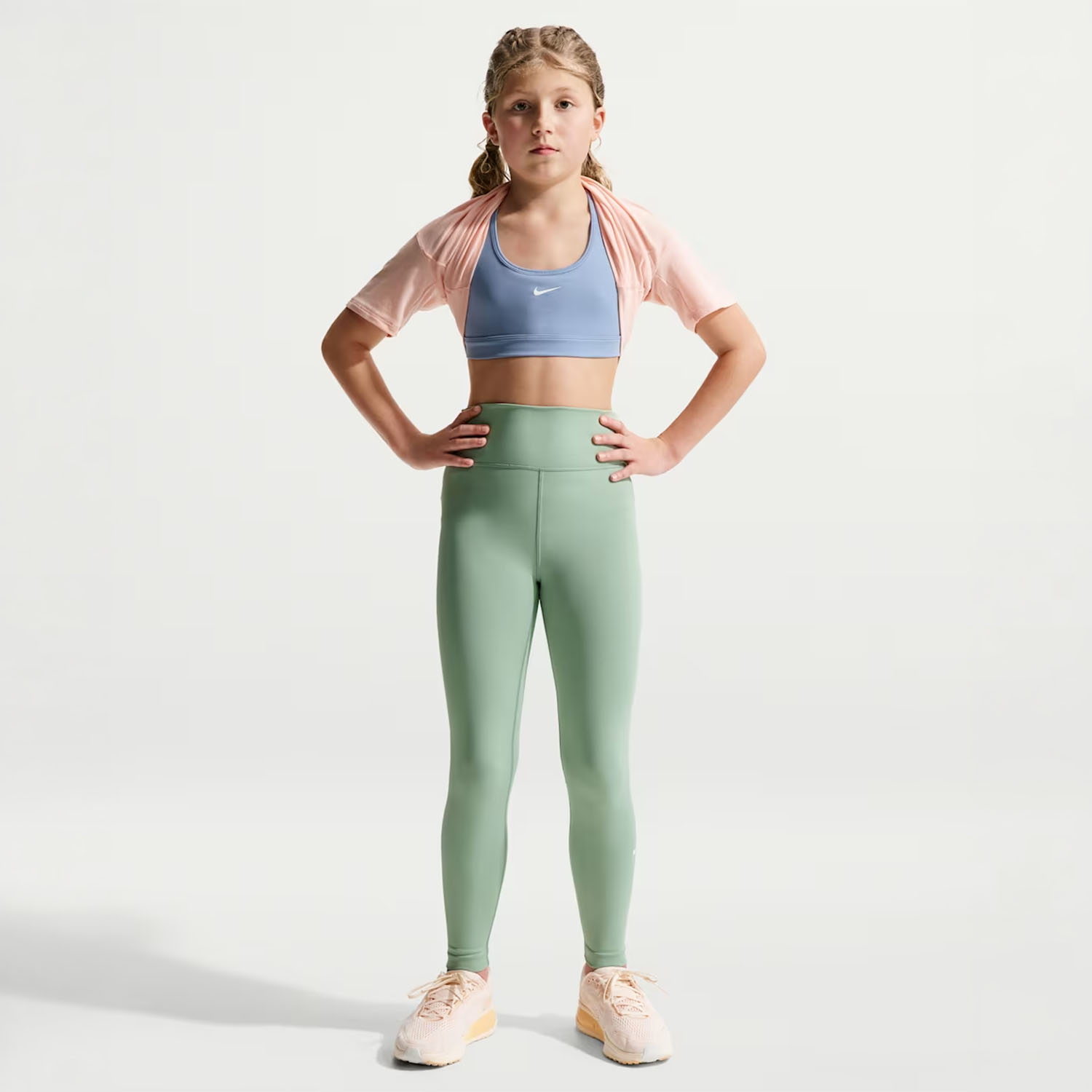 Nike One Swoosh Tights Niña - Steam/White