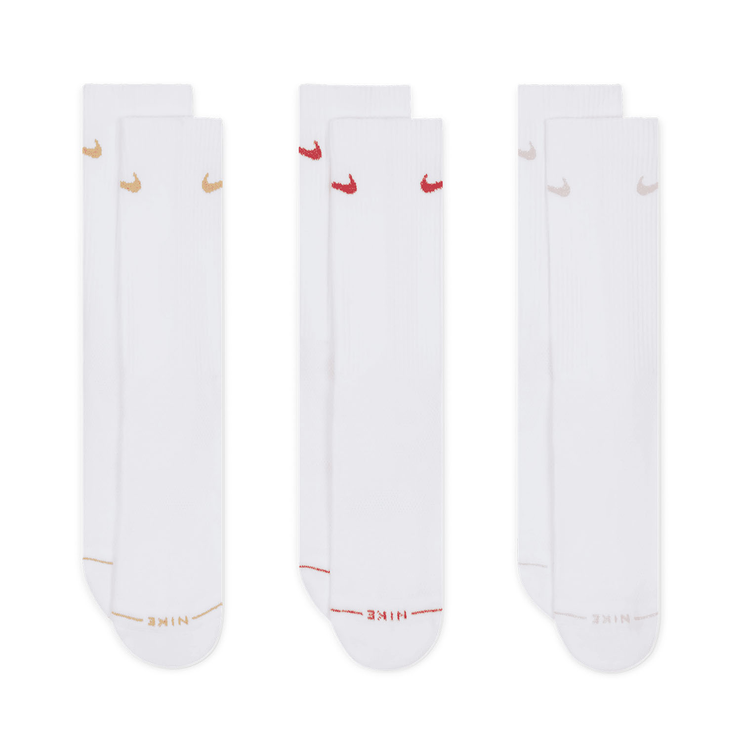 Nike Everyday Elevated x 3 Calcetines - White/Red/Yellow