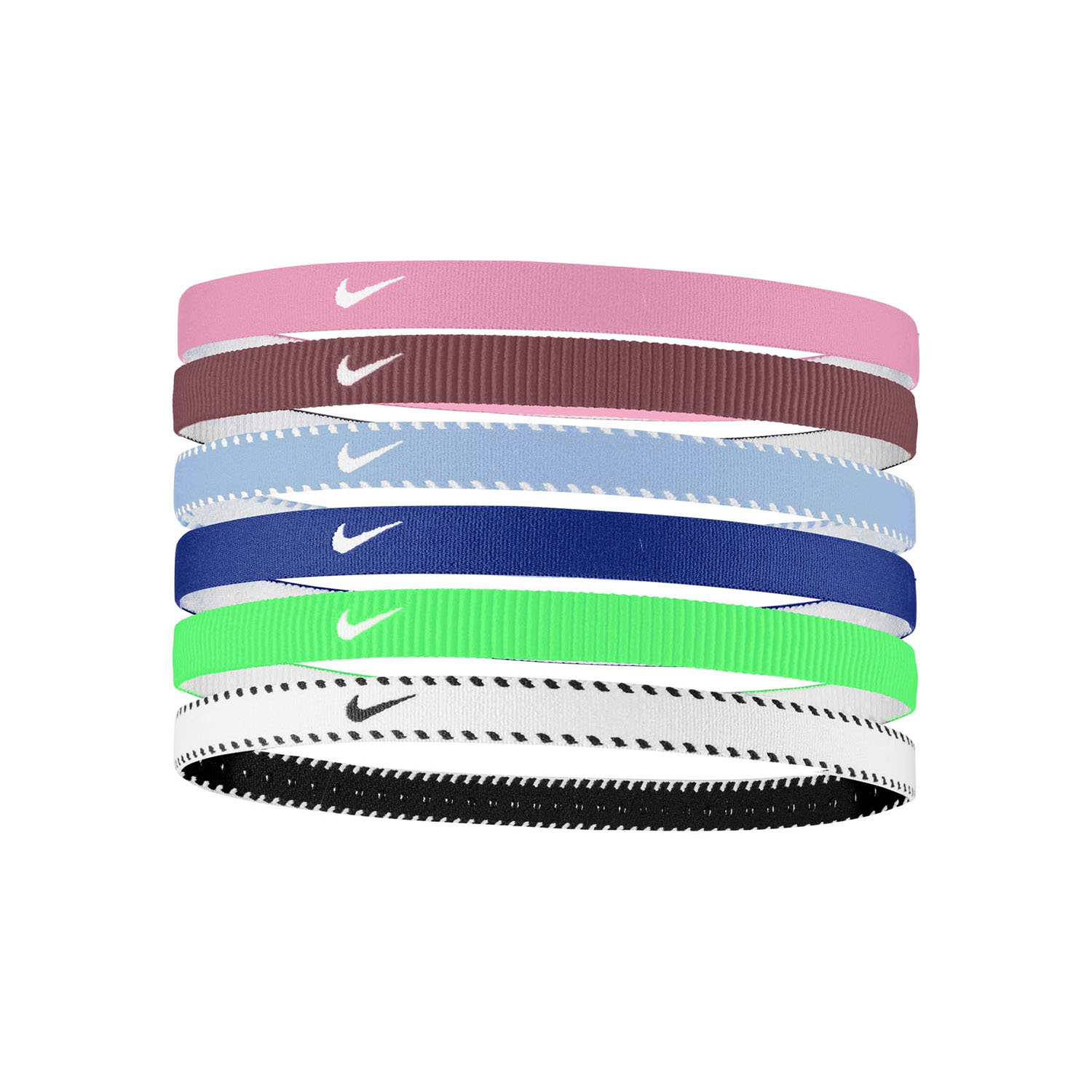Nike Flex Classic x 6 Mini Hairbands - Pink Rise/Pink Smoke/White