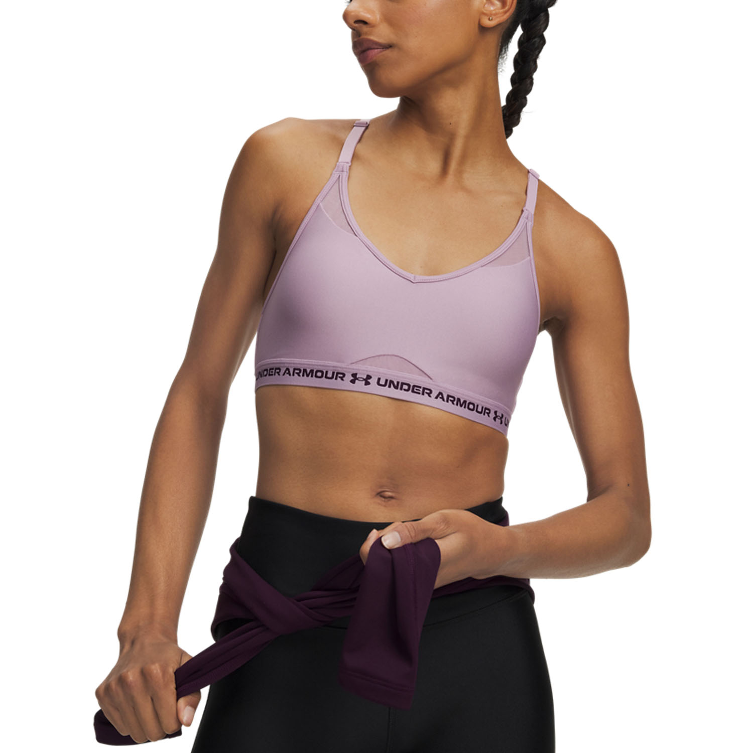 Under Armour Crossback Low Sports Bra - Mauve Pink/Purple Echo