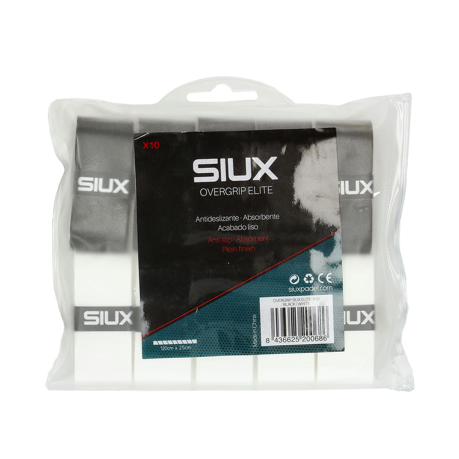 Siux Elite x 10 Overgrip - White/Black