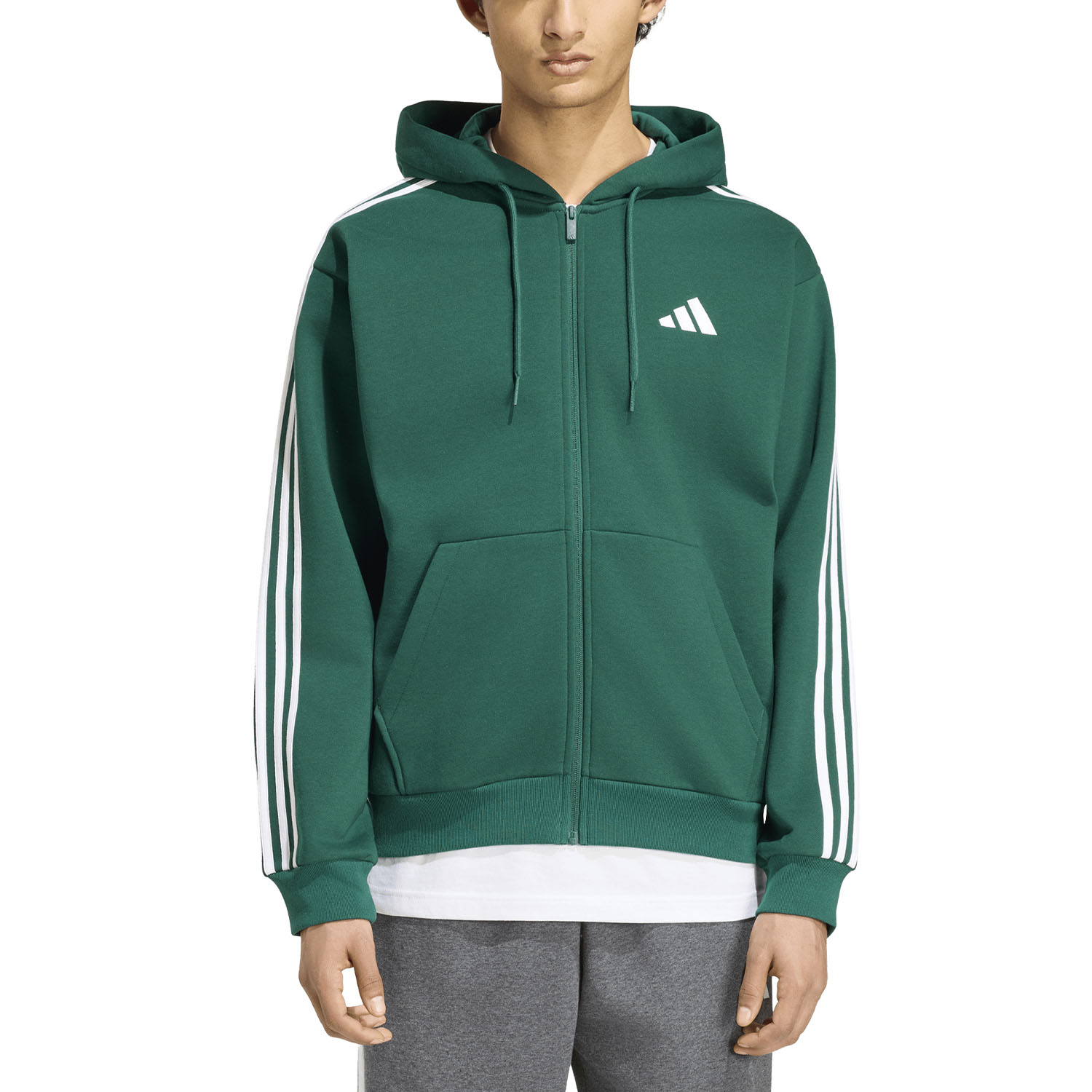 adidas Essentials 3 Stripes Print Felpa - Collegiate Green/Off White
