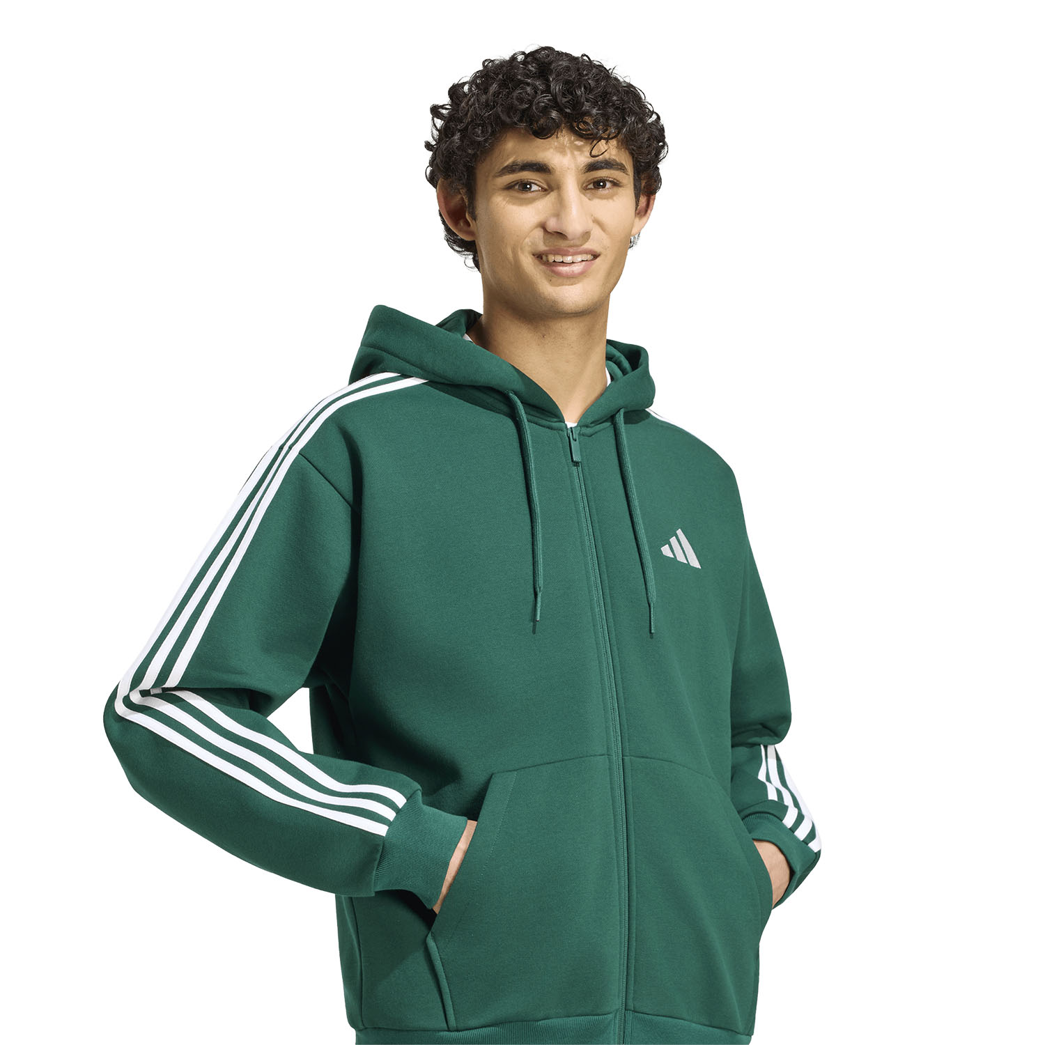 adidas Essentials 3 Stripes Print Felpa - Collegiate Green/Off White