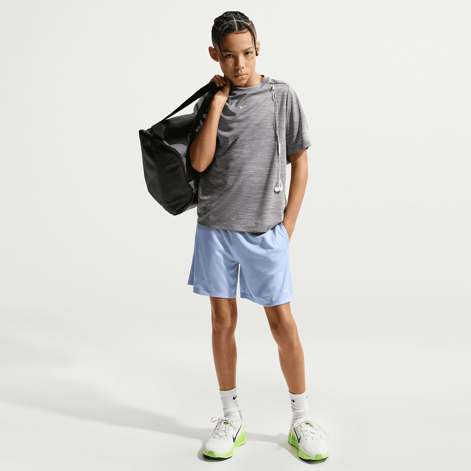 Nike Dri-FIT 5in Shorts Niños - Hydrogen Blue/Royal Pulse/Heather/White