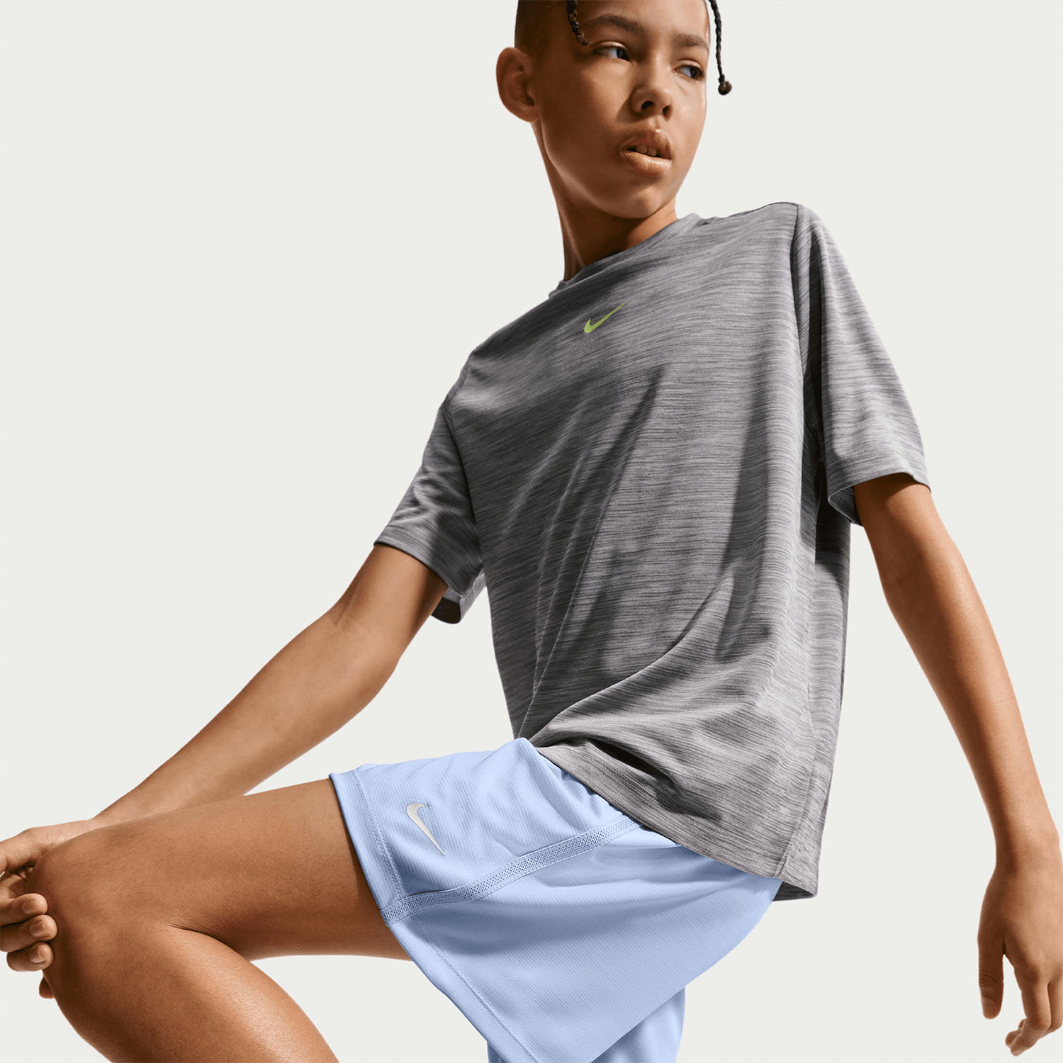 Nike Dri-FIT 5in Shorts Niños - Hydrogen Blue/Royal Pulse/Heather/White