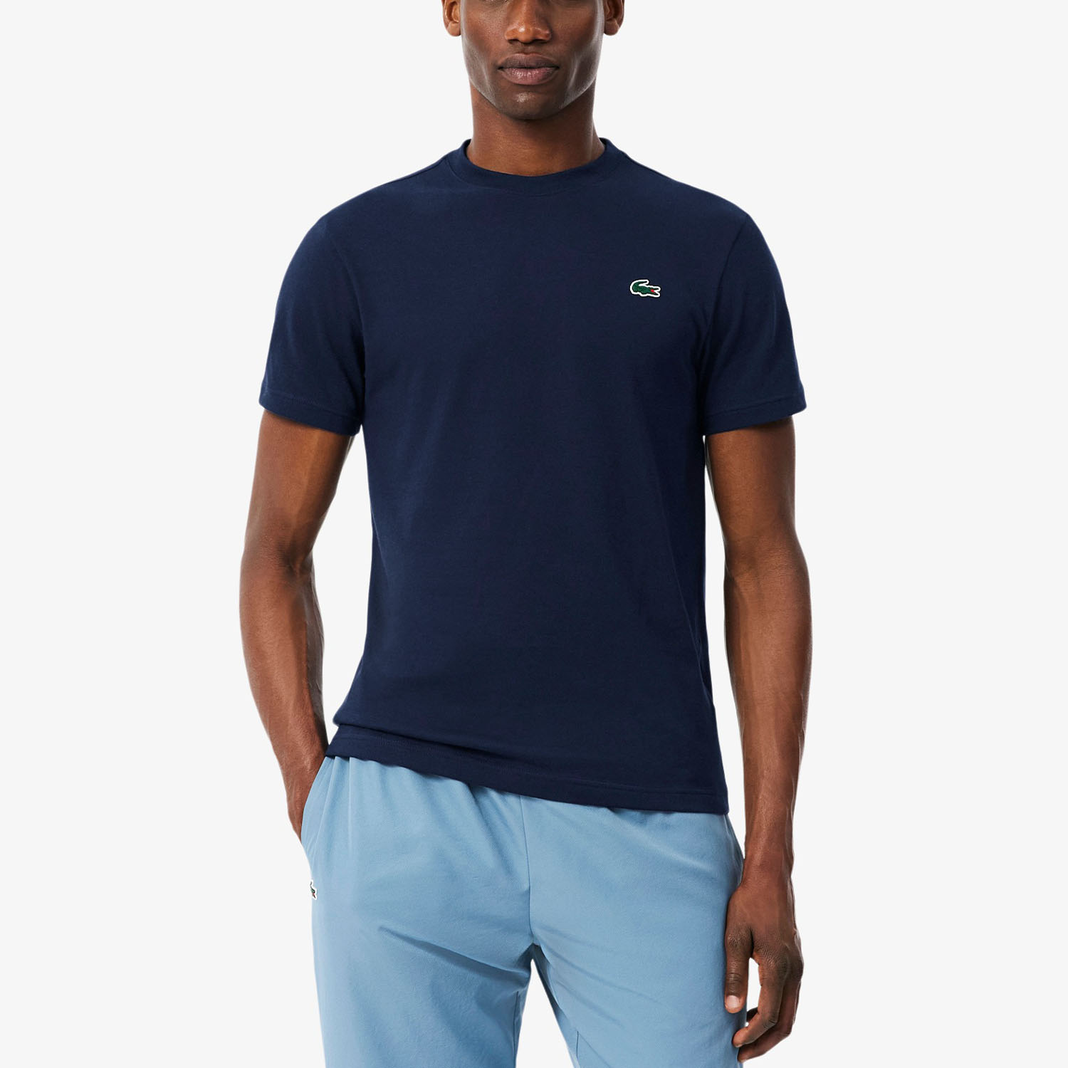 Lacoste Ultra Dry Back Print Maglietta - Bleu Marine/Blanc