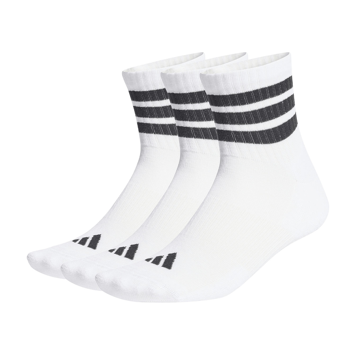 adidas 3 Stripes Cushioned x 3 Socks - White/Black