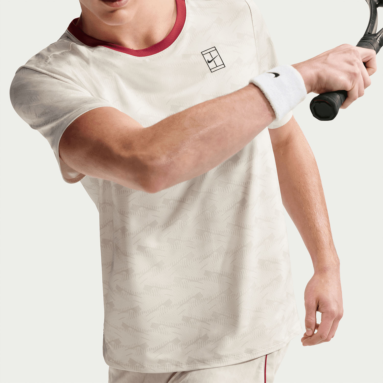 Nike Court Advantage T-Shirt - Light Bone/Tough Red/Black
