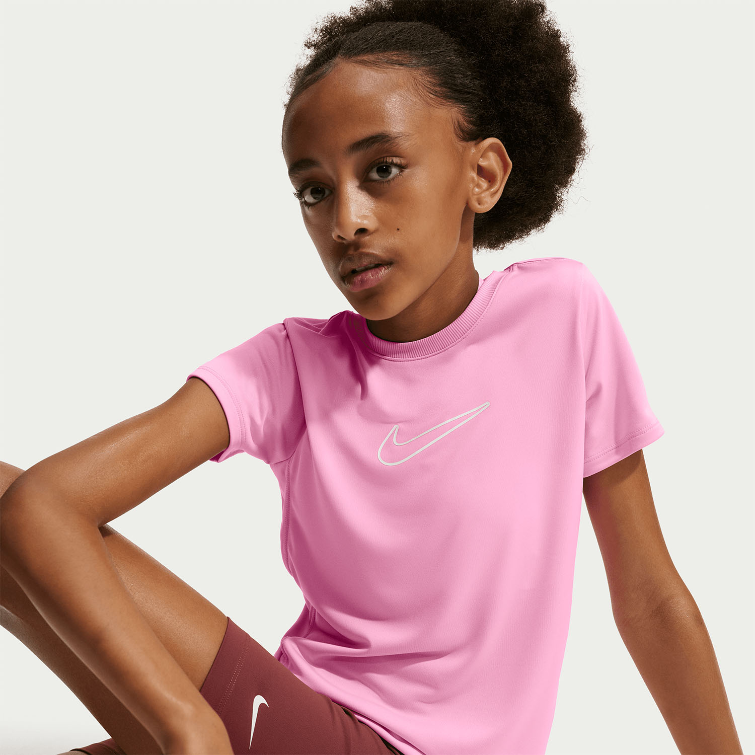 Nike Dri-FIT One T-Shirt Girl - Pink Rise/White