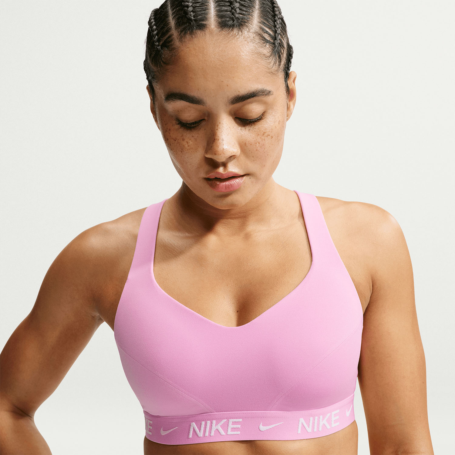 Nike Indy Swoosh Pro Sports Bra - Pink Rise