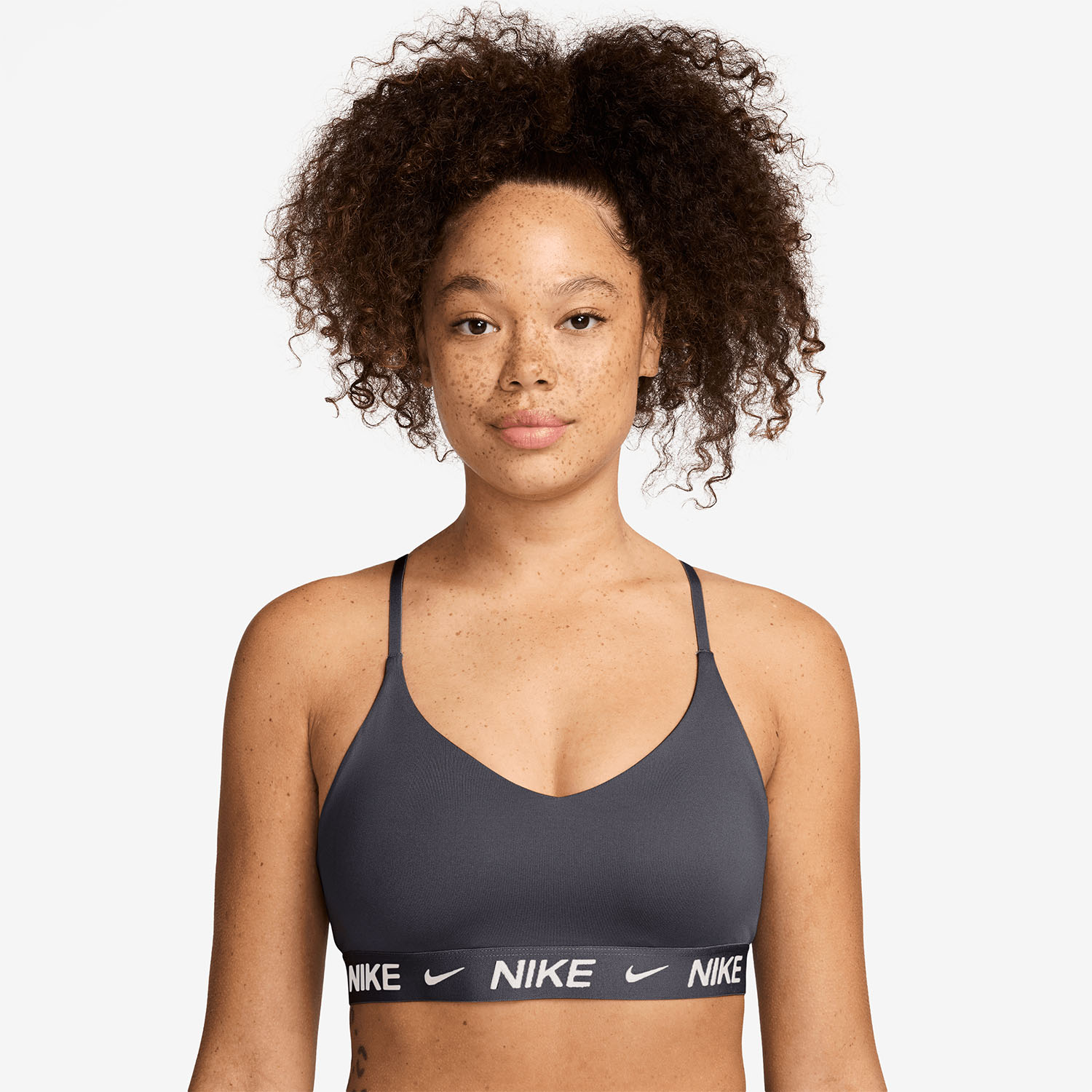 Nike Indy Swoosh Sports Bra - Gridiron/White