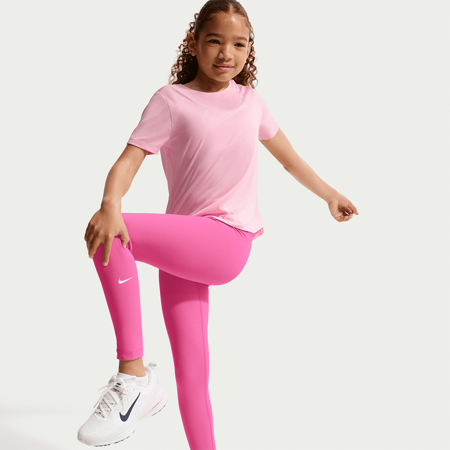 Nike One Swoosh Tights Girl - Playful Pink/White
