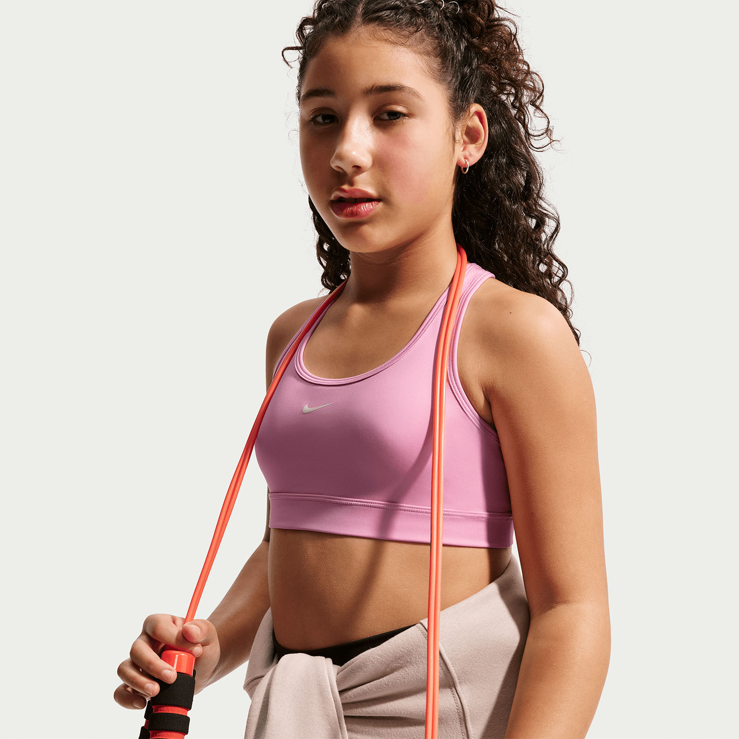 Nike Swoosh Logo Sports Bra Girl - Pink Rise/White