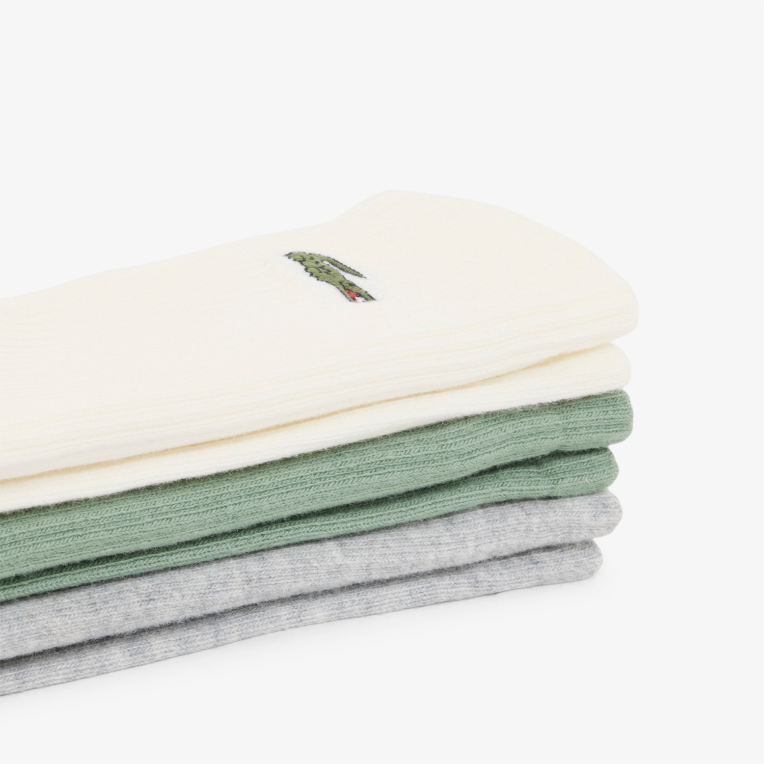 Lacoste Crew x 3 Calcetines - Crème/Vert/Gris Chine