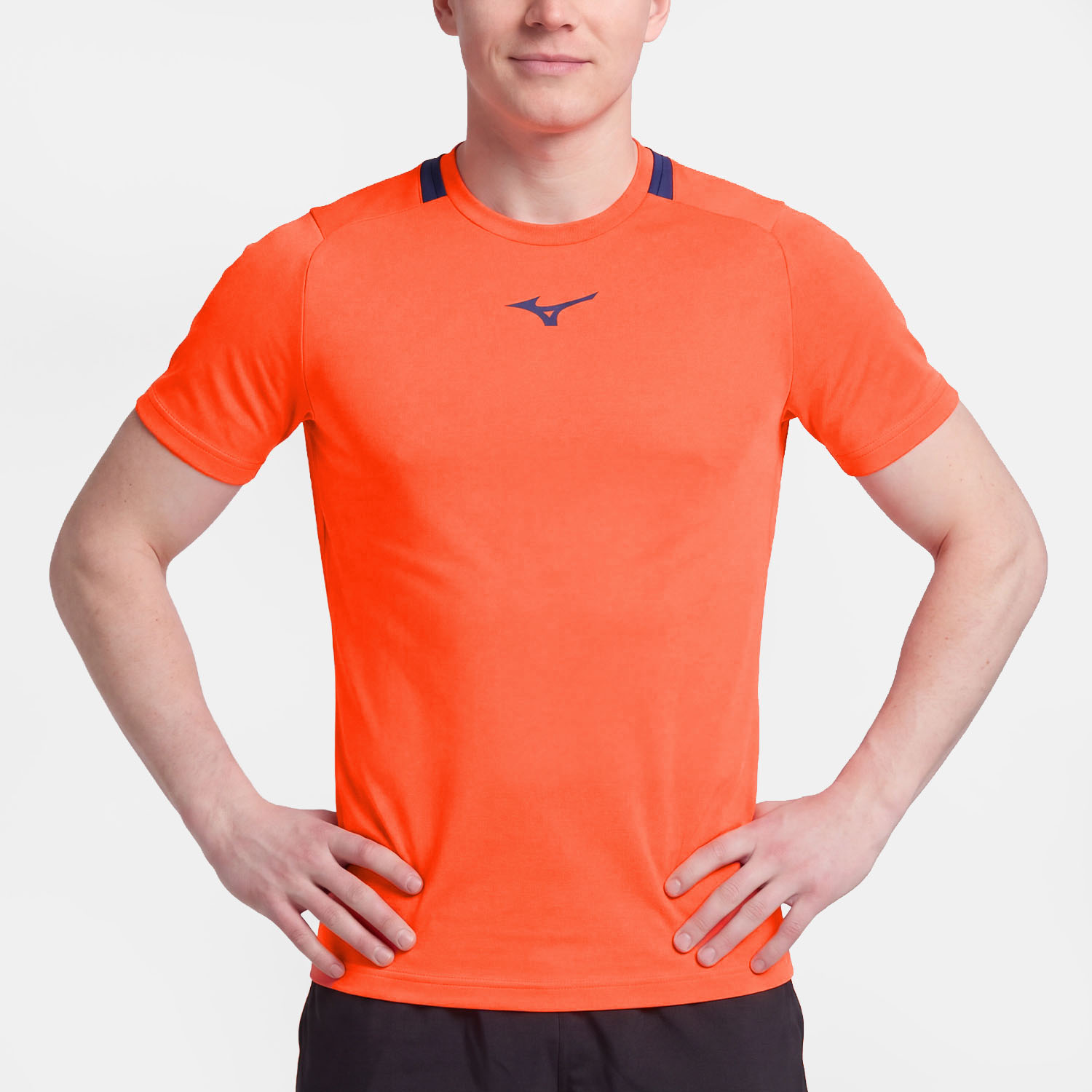 Mizuno Logo Maglietta - Lava Orange/Beacon Blue