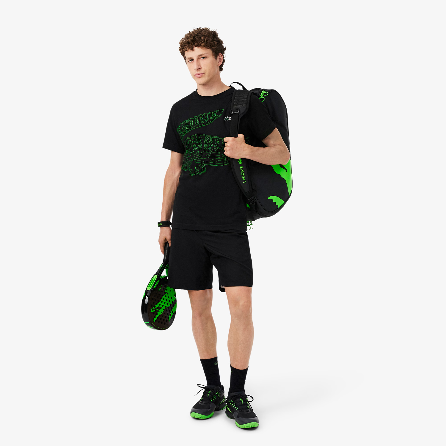 Lacoste XXL Logo Print T-Shirt - Noir/Vert