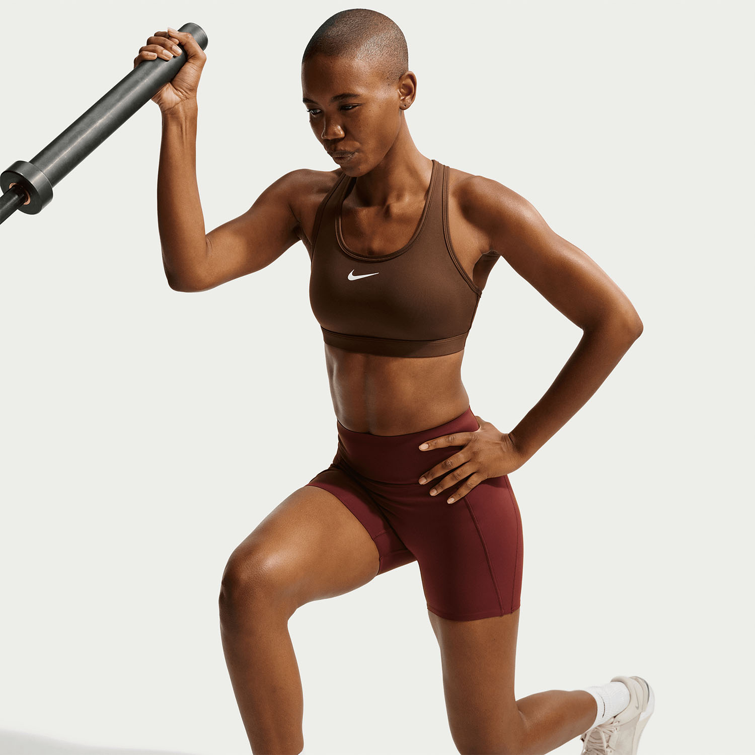 Nike Swoosh Dri-FIT Sujetador Deportivo - Cacao Wow/White