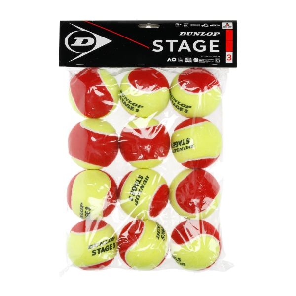 Padel Balls Dunlop Stage 3 Red  Pack of 12 Balls 601344