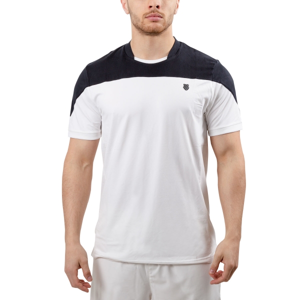 Men's T-Shirt Padel KSwiss Hypercourt Block Crew TShirt  White/Black 102357100
