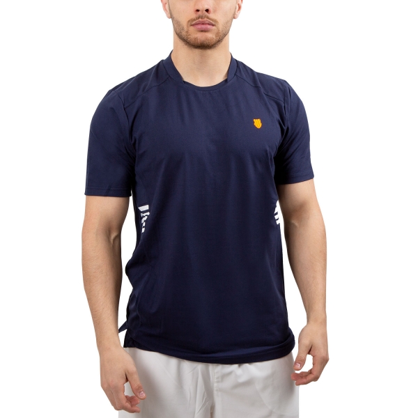 Men's T-Shirt Padel KSwiss Hypercourt Crew TShirt  Navy/White 102355400