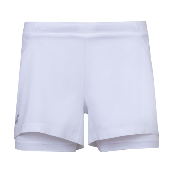 Falda y Shorts Padel Mujer Babolat Exercise 2 in 1 3in Shorts  White 4WP10611000