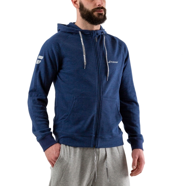 Men's Padel Shirt and Hoody Babolat Exercise Zip Hoodie  Estate Blue Heather 4MP11214005