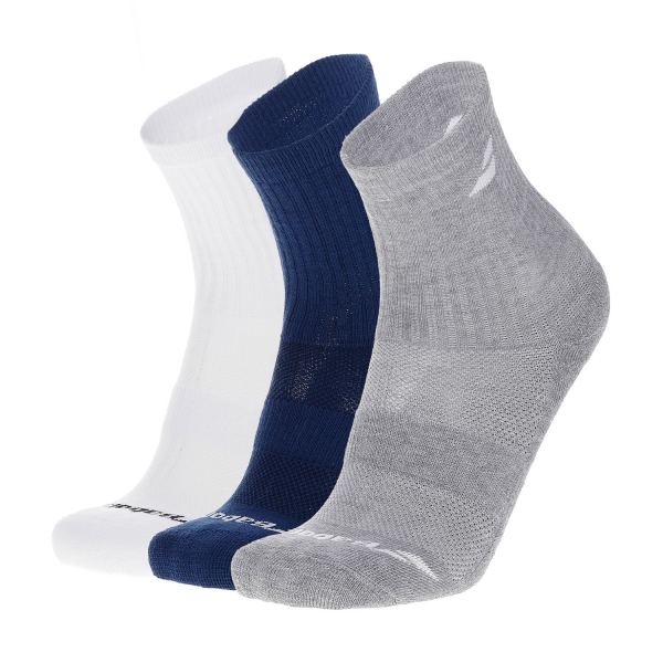 Padel Socks Babolat Logo x 3 Socks Junior  White/Estate Blue/Grey 5JA13711033