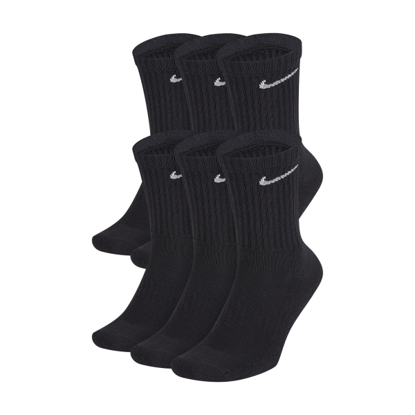 Padel Socks Nike Everyday Cushion Crew x 6 Socks  Black/White SX7666010