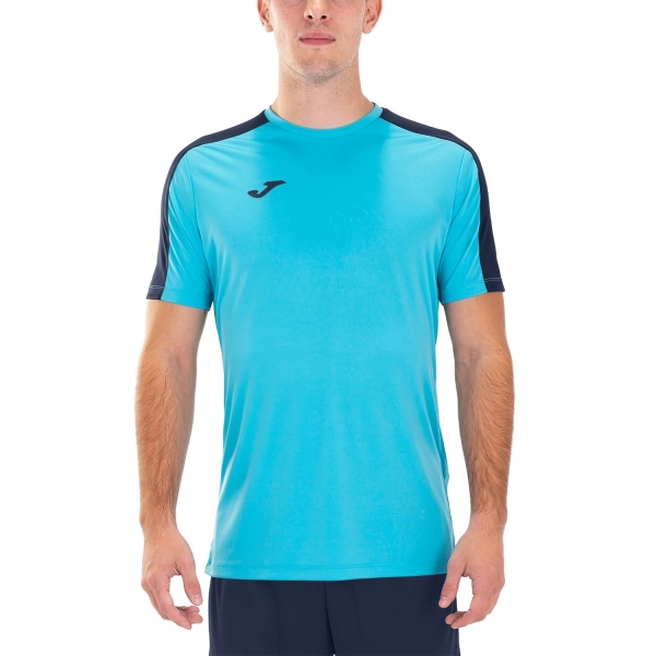Camiseta Padel Hombre Joma Academy III Camiseta  Fluor Turquoise/Dark Navy 101656.013