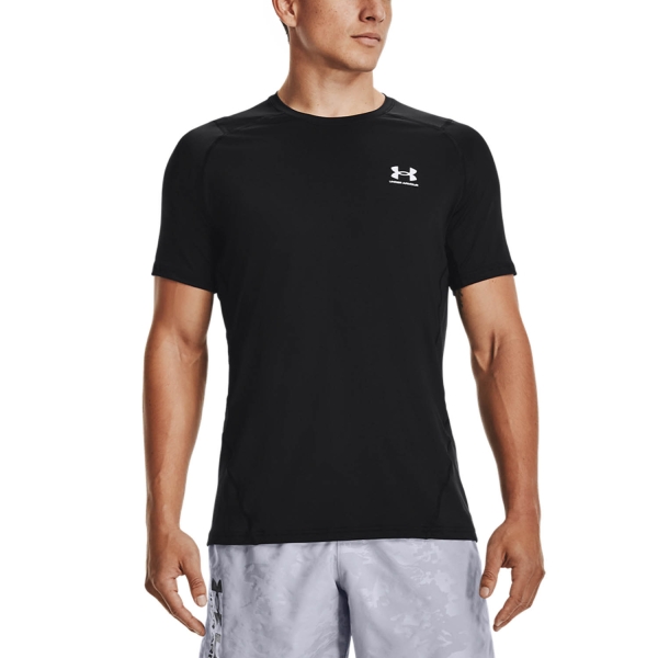 Men's T-Shirt Padel Under Armour HeatGear Knit TShirt  Black/White 13616830001