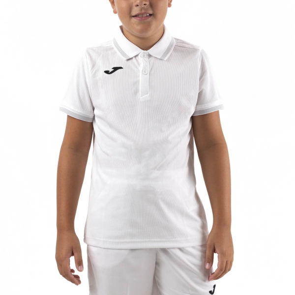 Boy's Padel Polos and Shirt Joma Campus III Polo Boy  White/Black 101588.200