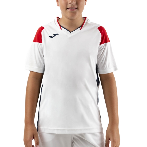 Polo y Camiseta Padel Niño Joma Crew III Camiseta Nino  White/Dark Navy/Red 101269.206