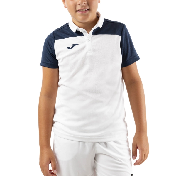 Polo y Camiseta Padel Niño Joma Crew III Polo Nino  White/Dark Navy 101371.203