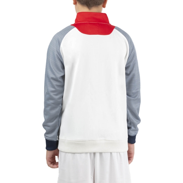 Joma Essential II Full Zip Sweatshirt Boys - White/Red/Dark Navy