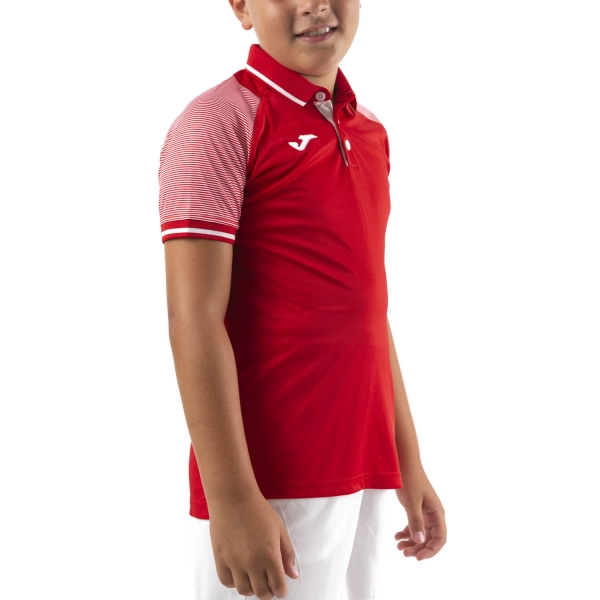 Boy's Padel Polos and Shirt Joma Essential II Polo Boy  Red/White 101509.602